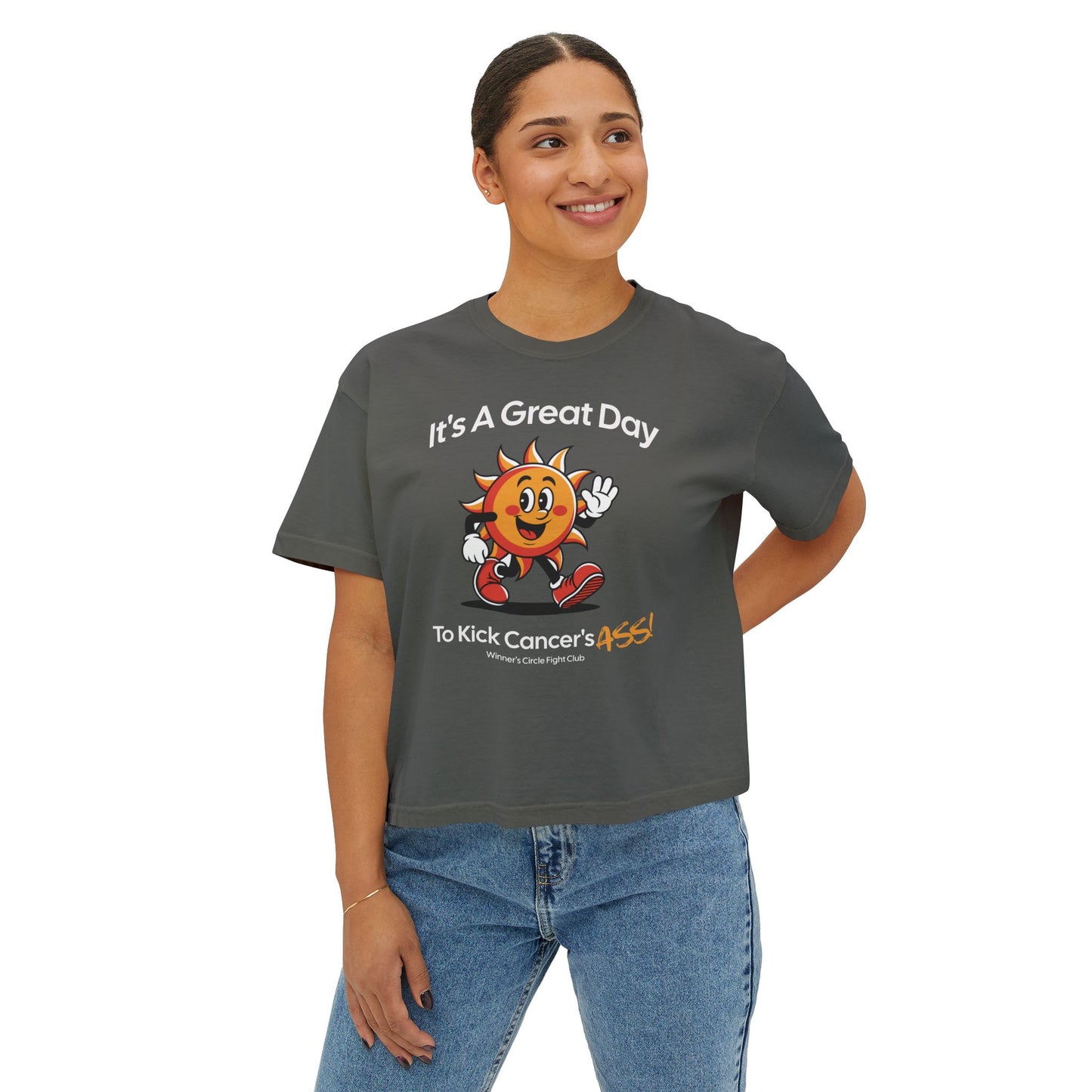 Great Day Women's Boxy Tee: Kick Cancer's Ass