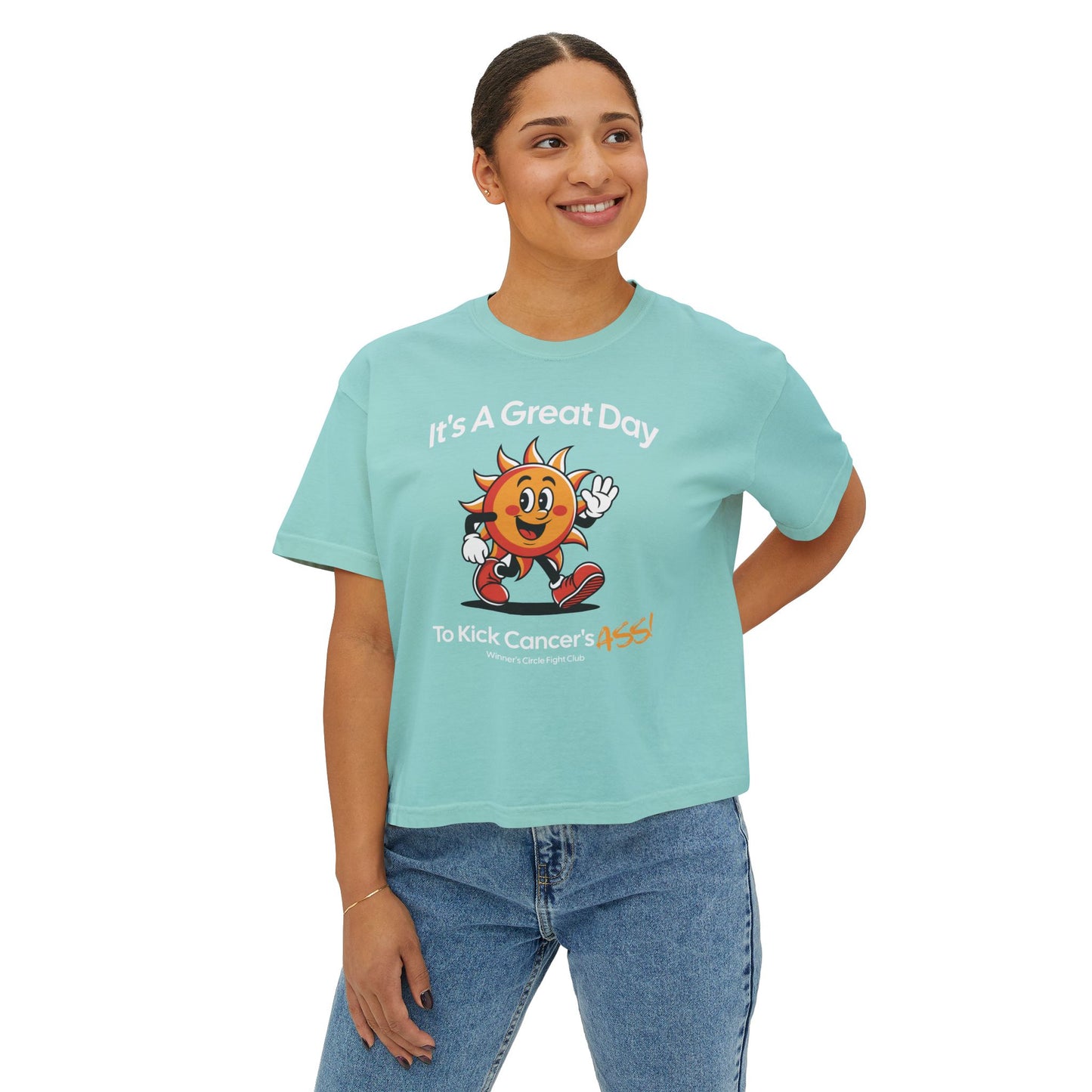 Great Day Women's Boxy Tee: Kick Cancer's Ass