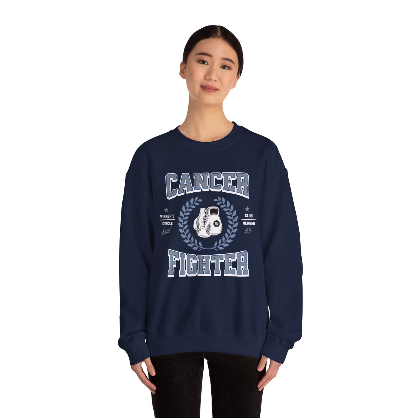 Cancer Fighter Crewneck Sweatshirt (Navy)