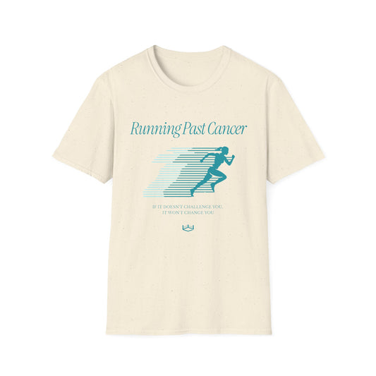 Running Past Cancer Teal Graphic (Female) - Lightweight Everyday Tee