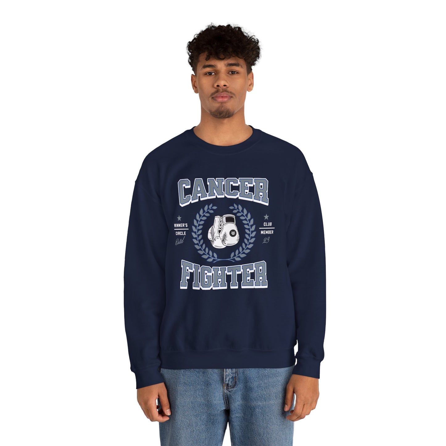 Cancer Fighter Crewneck Sweatshirt (Navy)