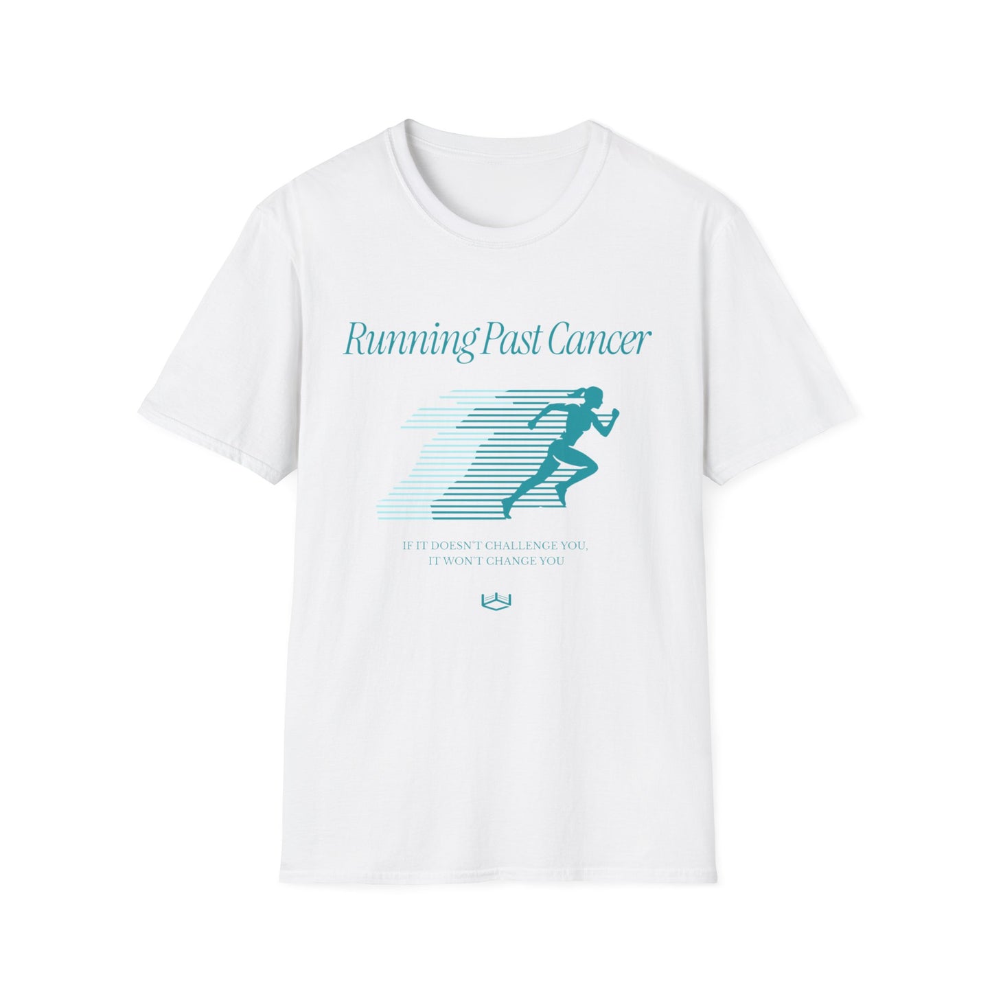 Running Past Cancer Teal Graphic (Female) - Lightweight Everyday Tee