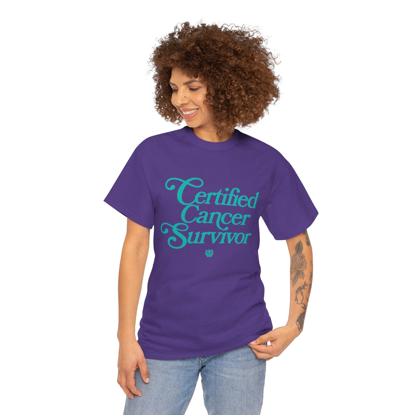 Certified Cancer Survivor - Unisex T-Shirt (Teal Letters)