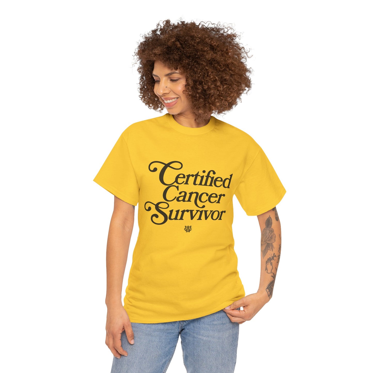 Certified Cancer Survivor - Unisex T-Shirt (Black Letters)