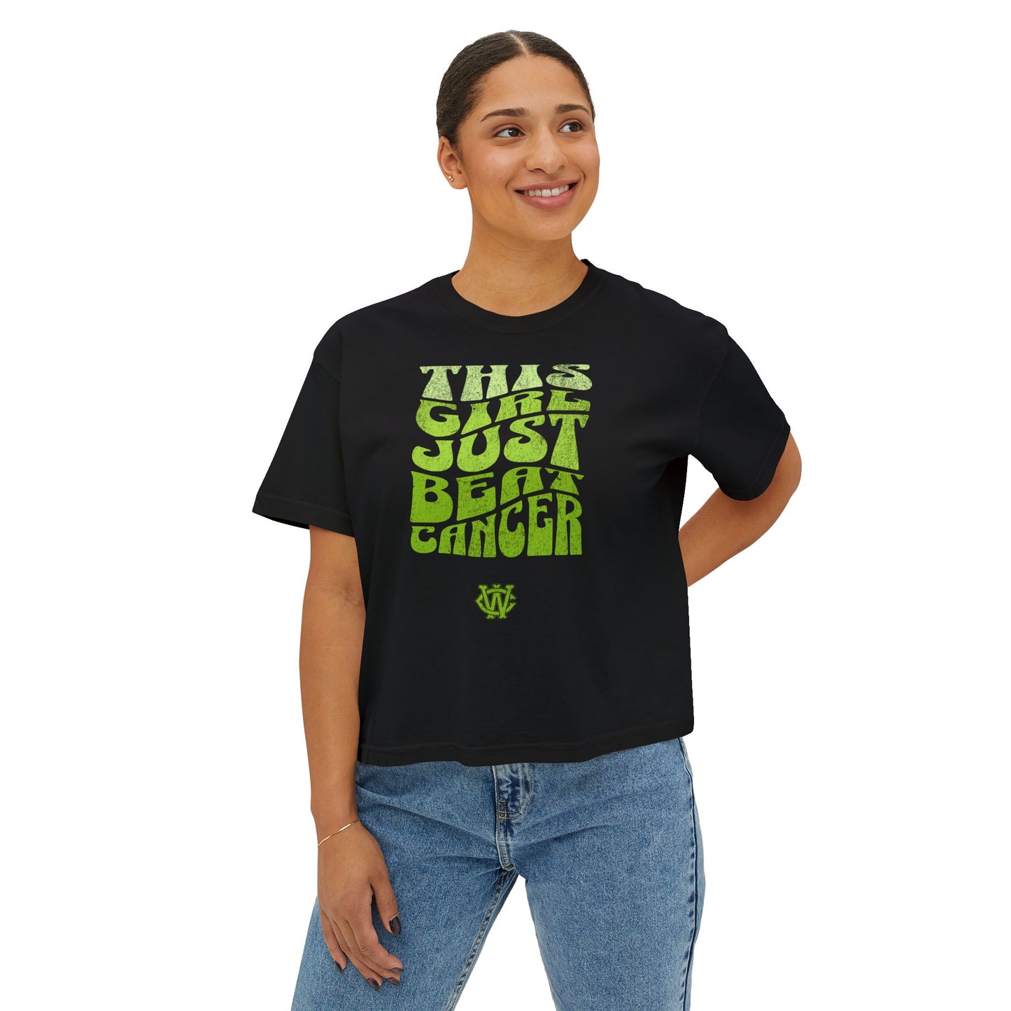 This Girl Beat Cancer (LimeGreen) - Women's Boxy Tee