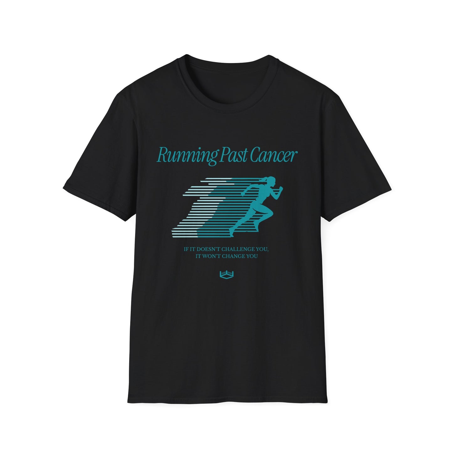 Running Past Cancer Teal Graphic (Female) - Lightweight Everyday Tee