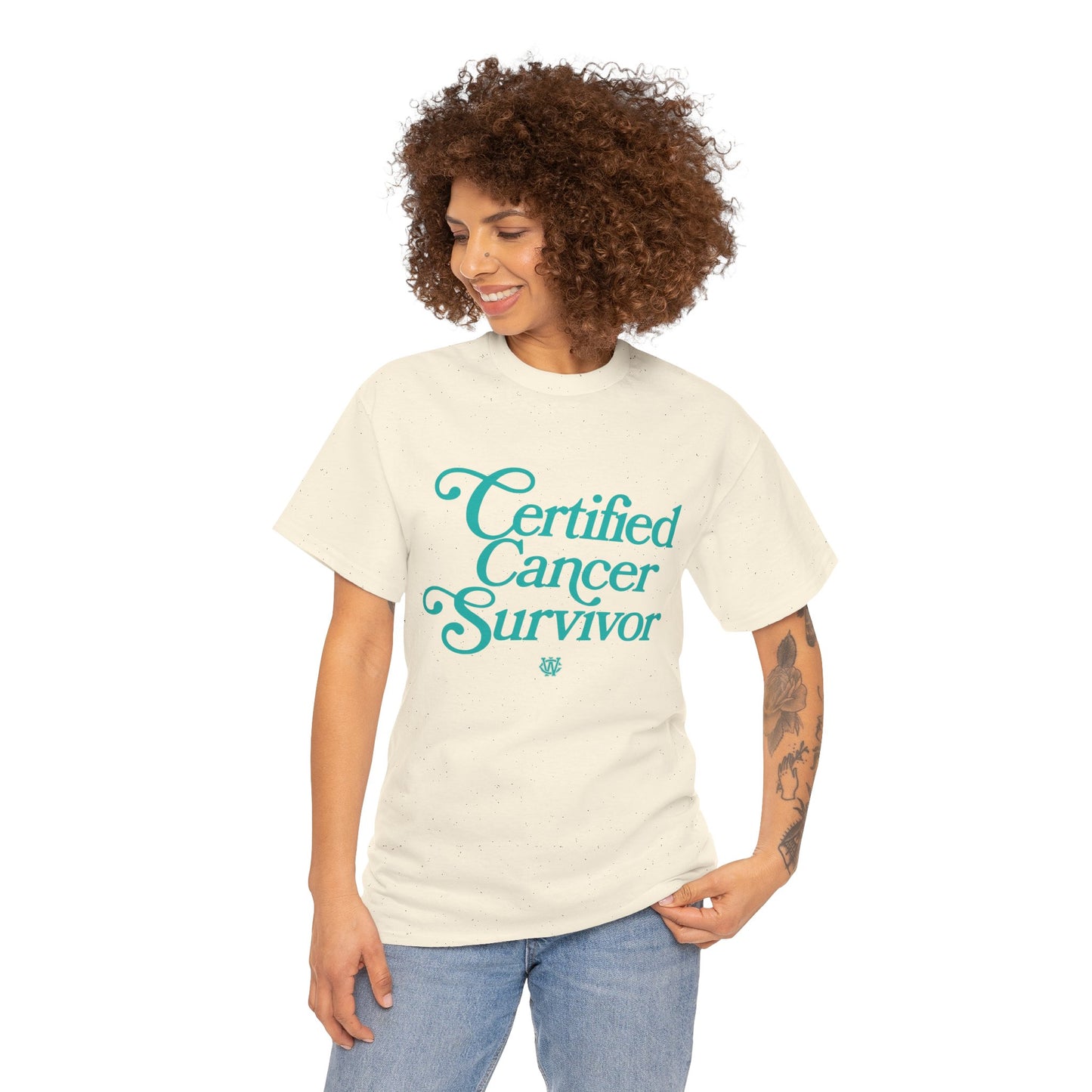 Certified Cancer Survivor - Unisex T-Shirt (Teal Letters)