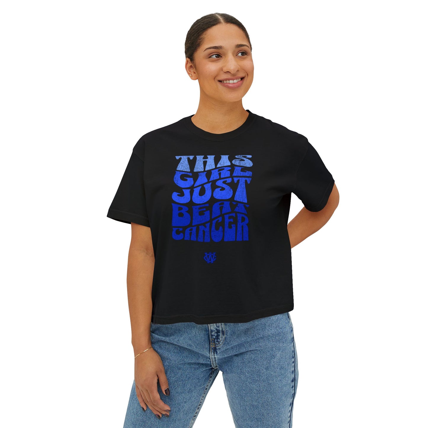 This Girl Beat Cancer (Blue) - Women's Boxy Tee