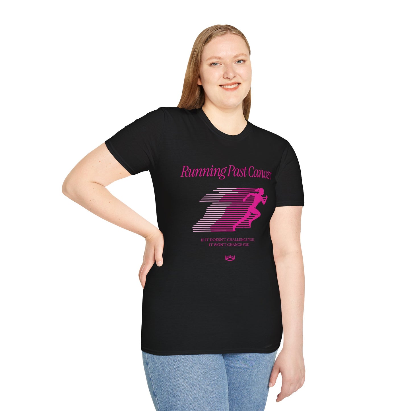 Running Past Cancer (Female) Pink Graphic - Lightweight Everyday Tee