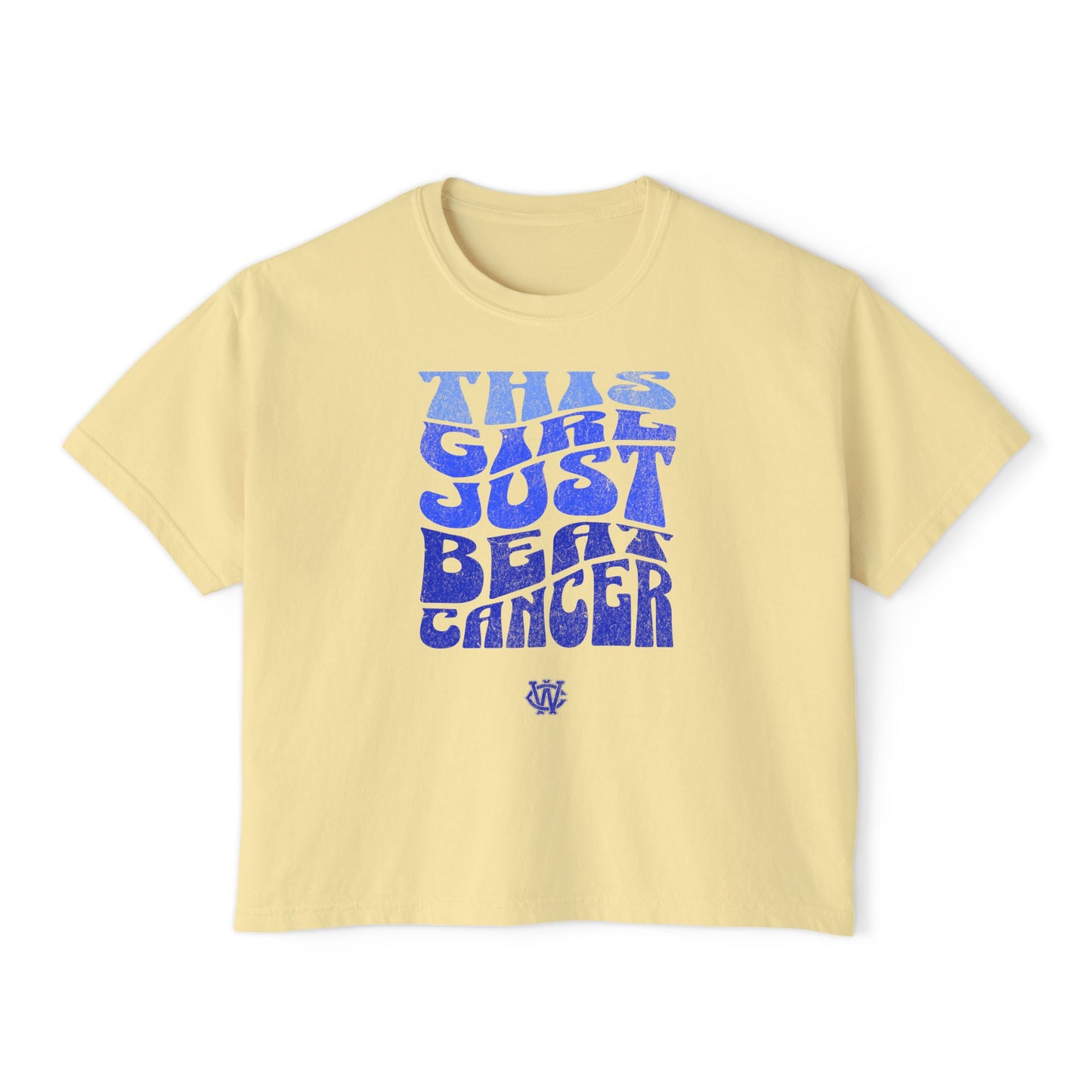 This Girl Beat Cancer (Blue) - Women's Boxy Tee