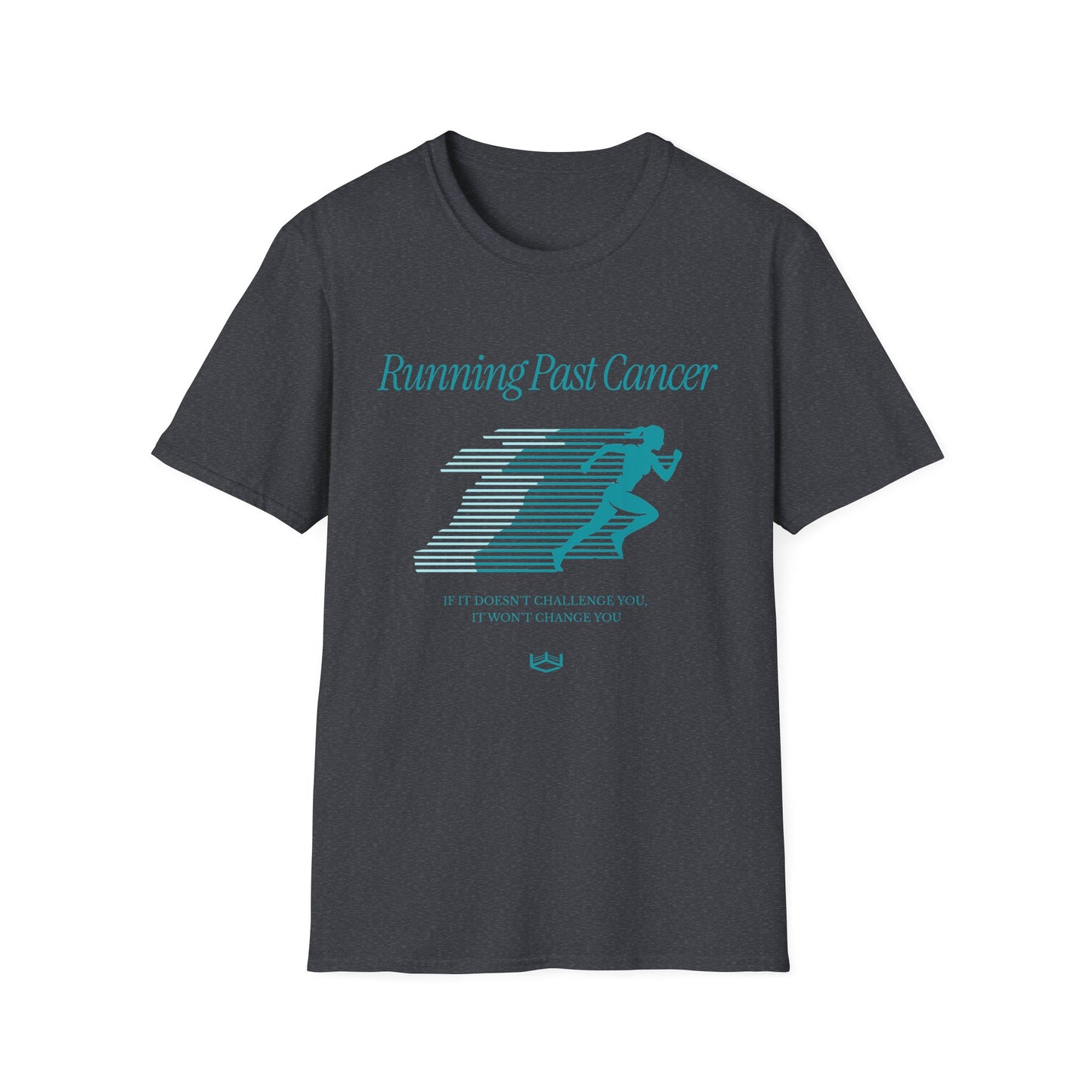 Running Past Cancer Teal Graphic (Female) - Lightweight Everyday Tee