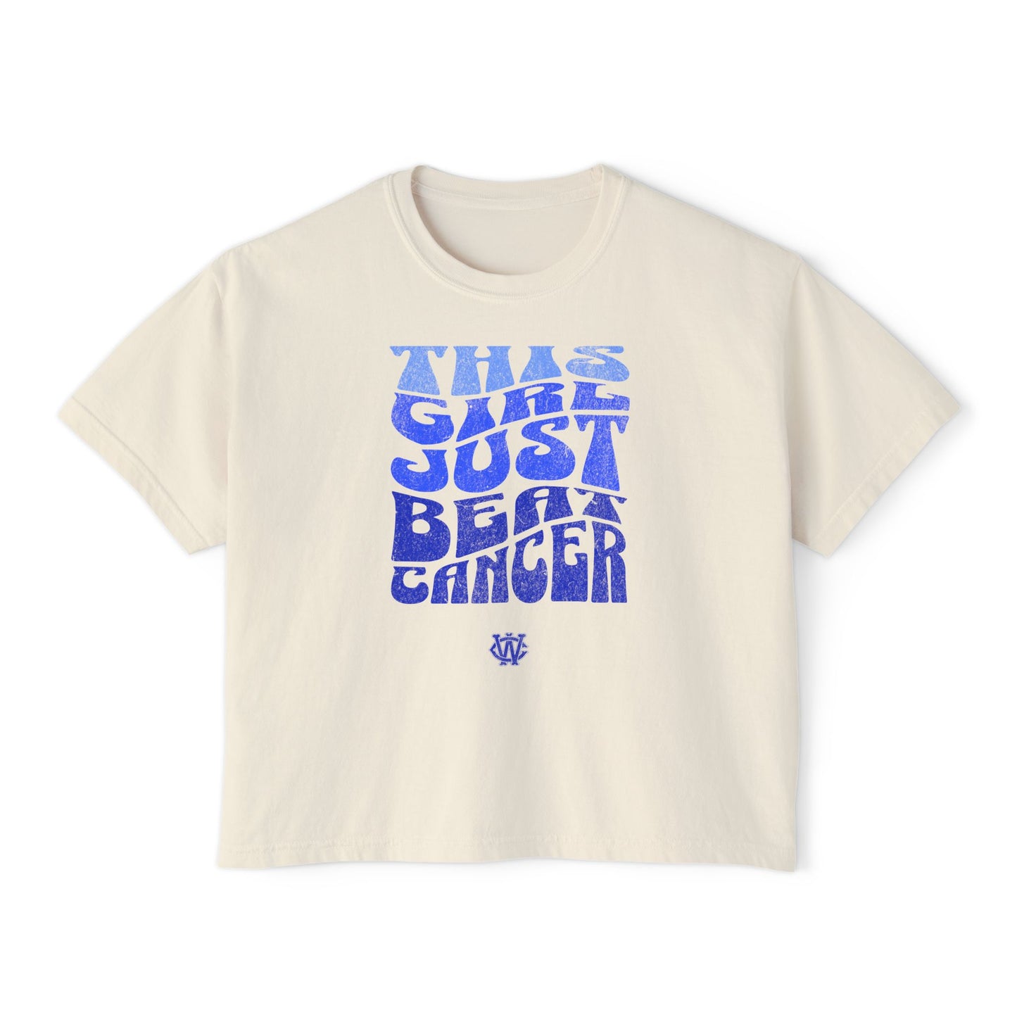 This Girl Beat Cancer (Blue) - Women's Boxy Tee