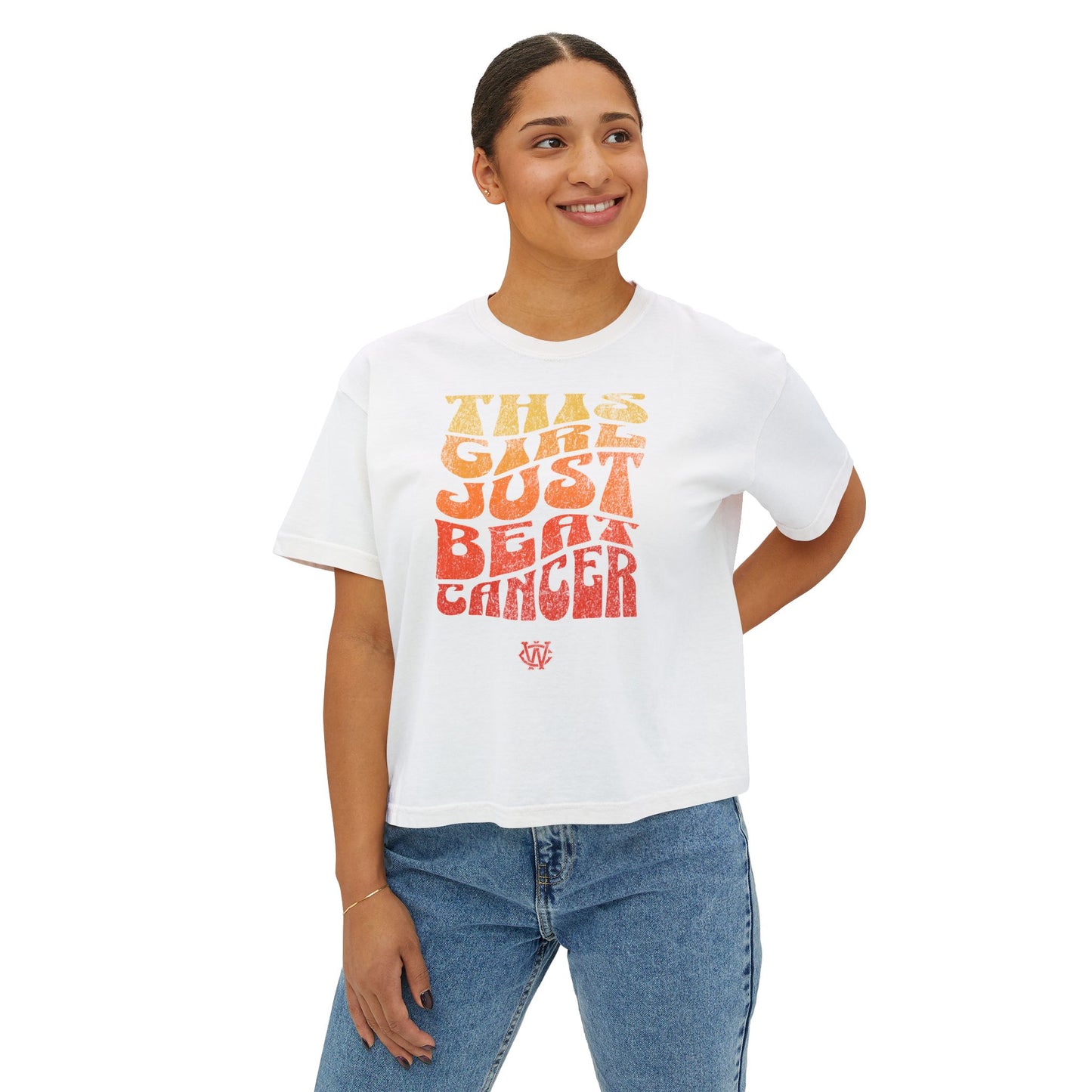This Girl Beat Cancer (Orange) - Women's Boxy Tee
