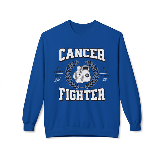 Cancer Fighter Crewneck Sweatshirt, Unisex Fleece Pullover (Royal Blue)