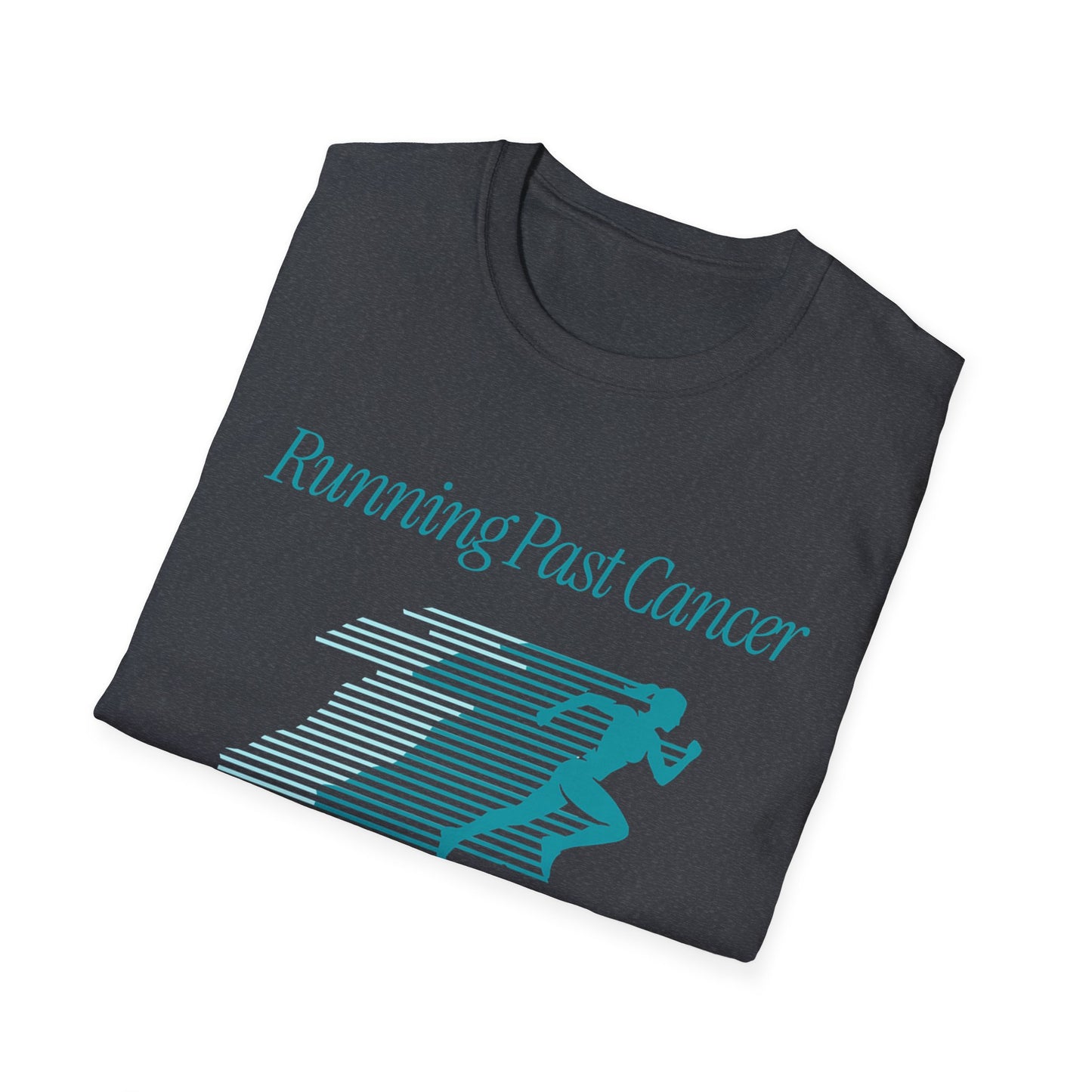 Running Past Cancer Teal Graphic (Female) - Lightweight Everyday Tee