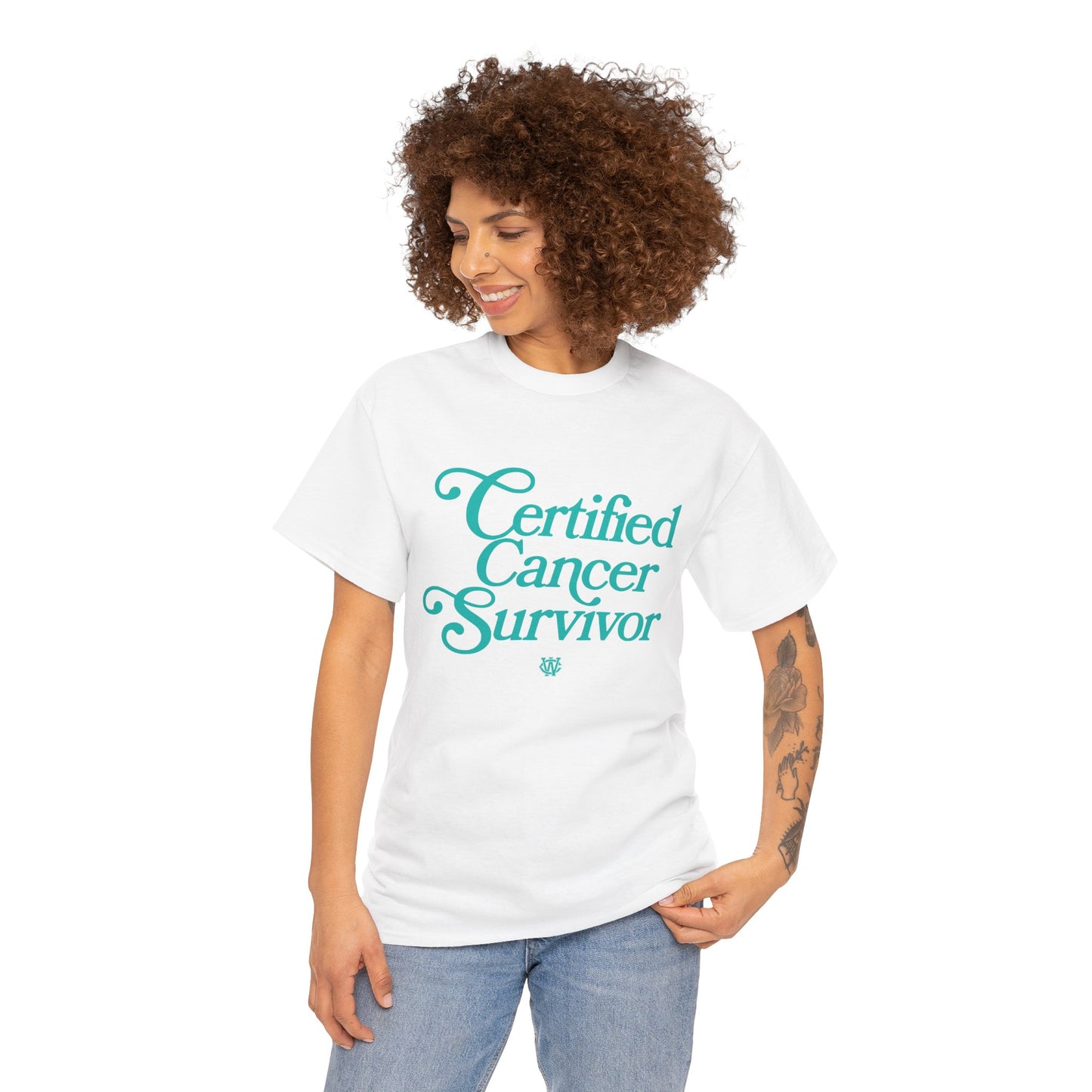 Certified Cancer Survivor - Unisex T-Shirt (Teal Letters)