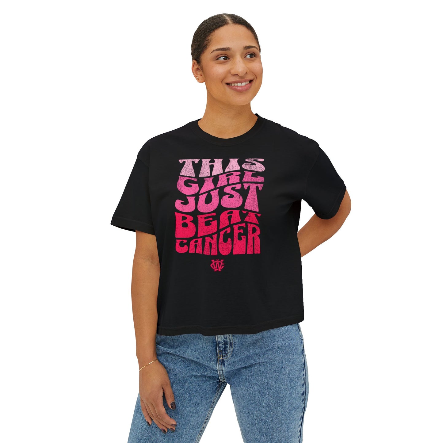 This Girl Beat Cancer (Pink) - Women's Boxy Tee