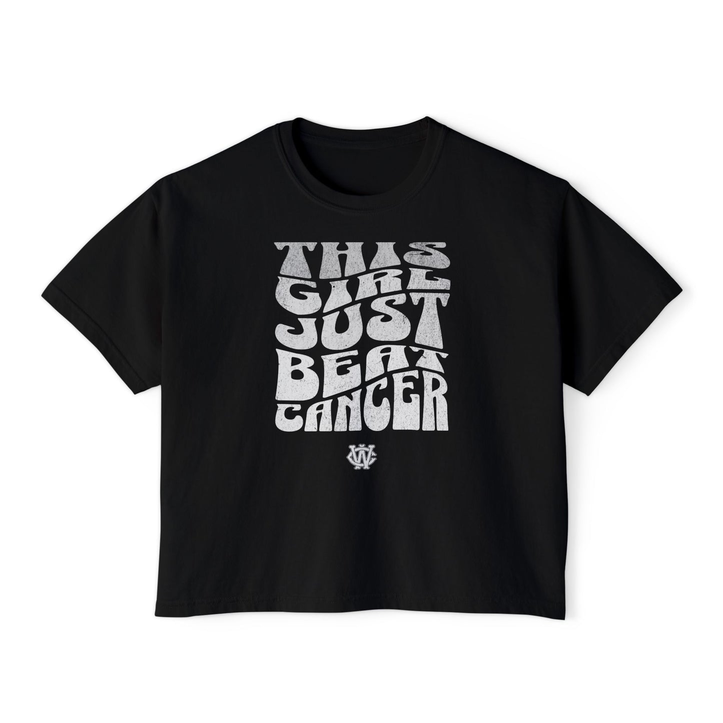 This Girl Beat Cancer (White) - Women's Boxy Tee