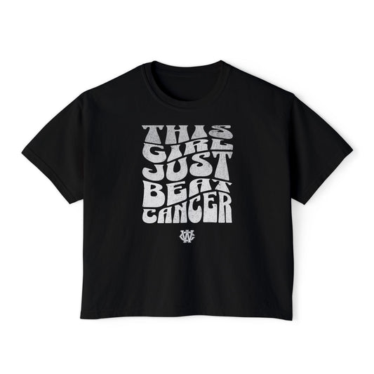 This Girl Beat Cancer (White) - Women's Boxy Tee