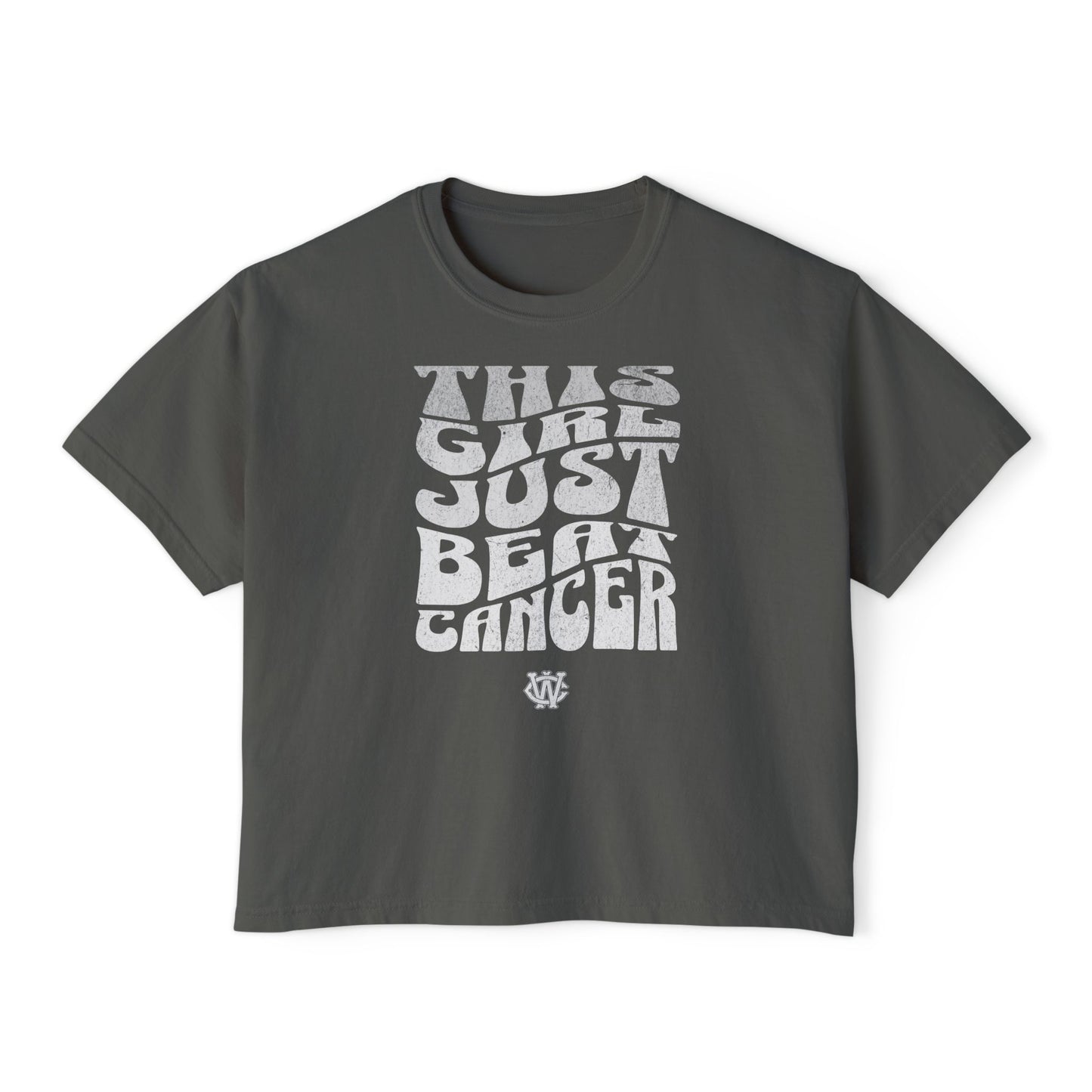 This Girl Beat Cancer (White) - Women's Boxy Tee