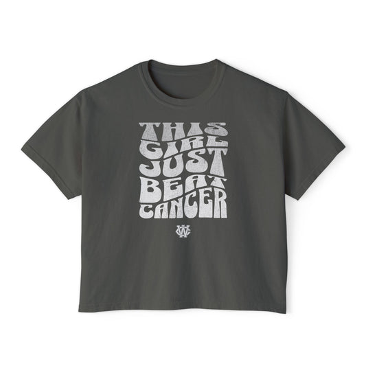 This Girl Beat Cancer (White) - Women's Boxy Tee
