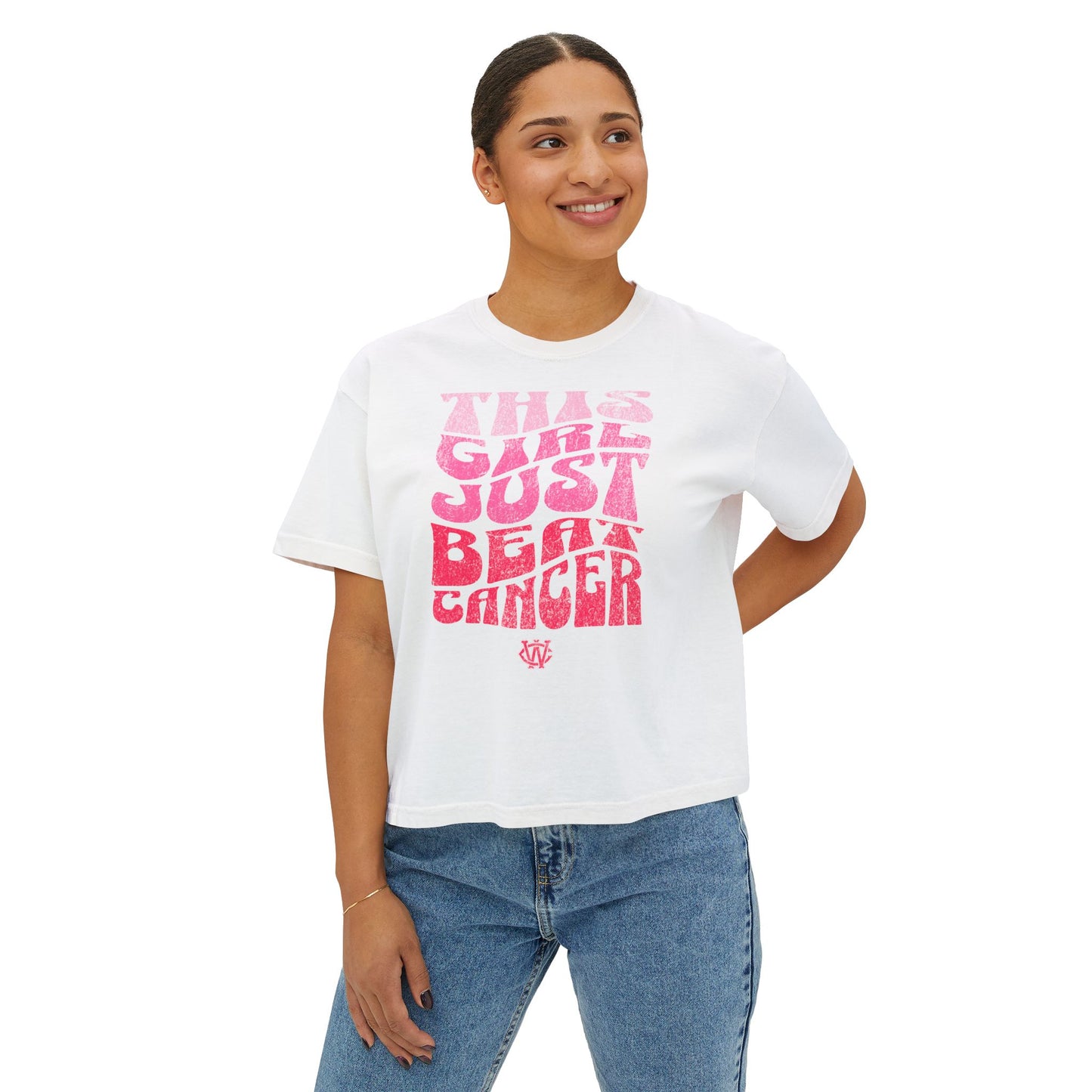 This Girl Beat Cancer (Pink) - Women's Boxy Tee