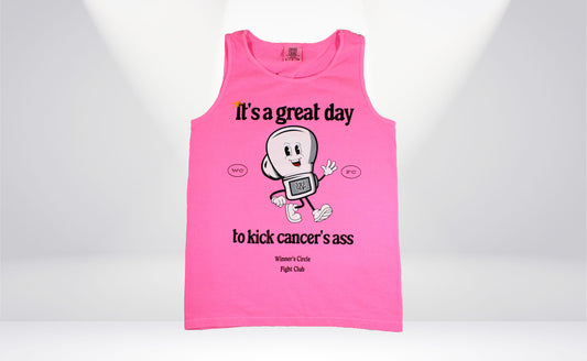 Kick Cancer's Ass Tank Top (Neon Pink)